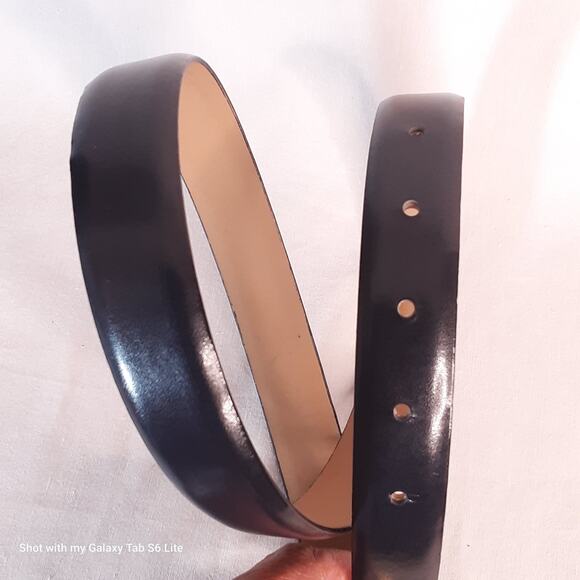 Vintage Taiwan Belt Small Medium Waist Navy Blue Half Circle Fashion Buckle - Picture 9 of 12